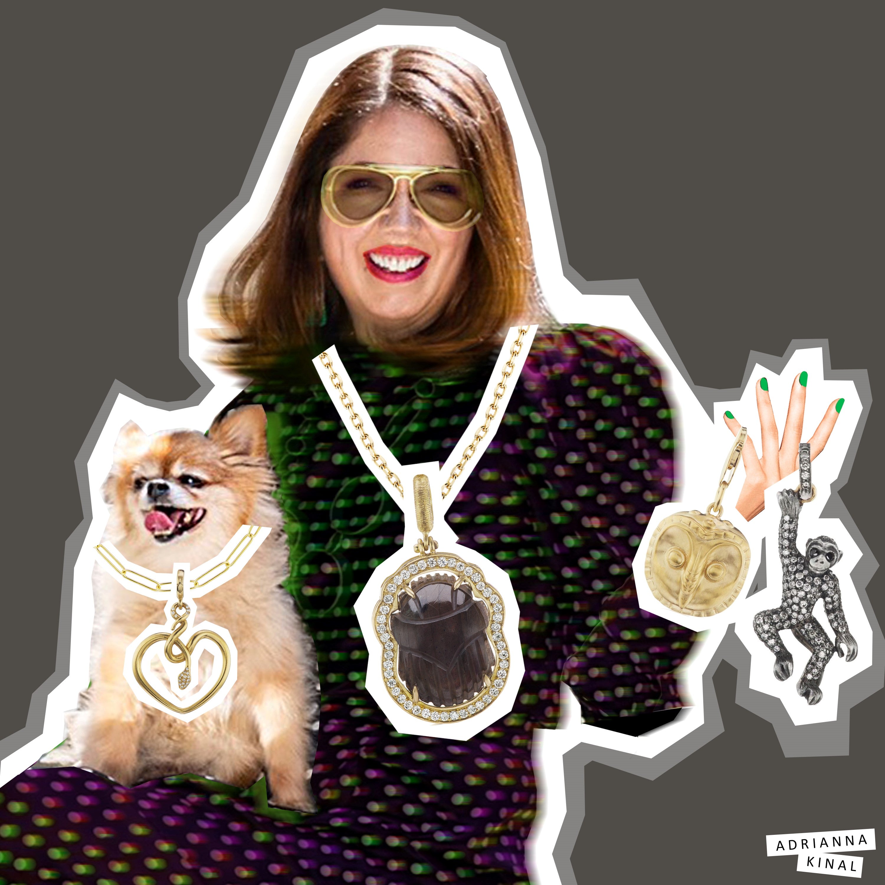 Marion Fasel with her dog and jewelry.