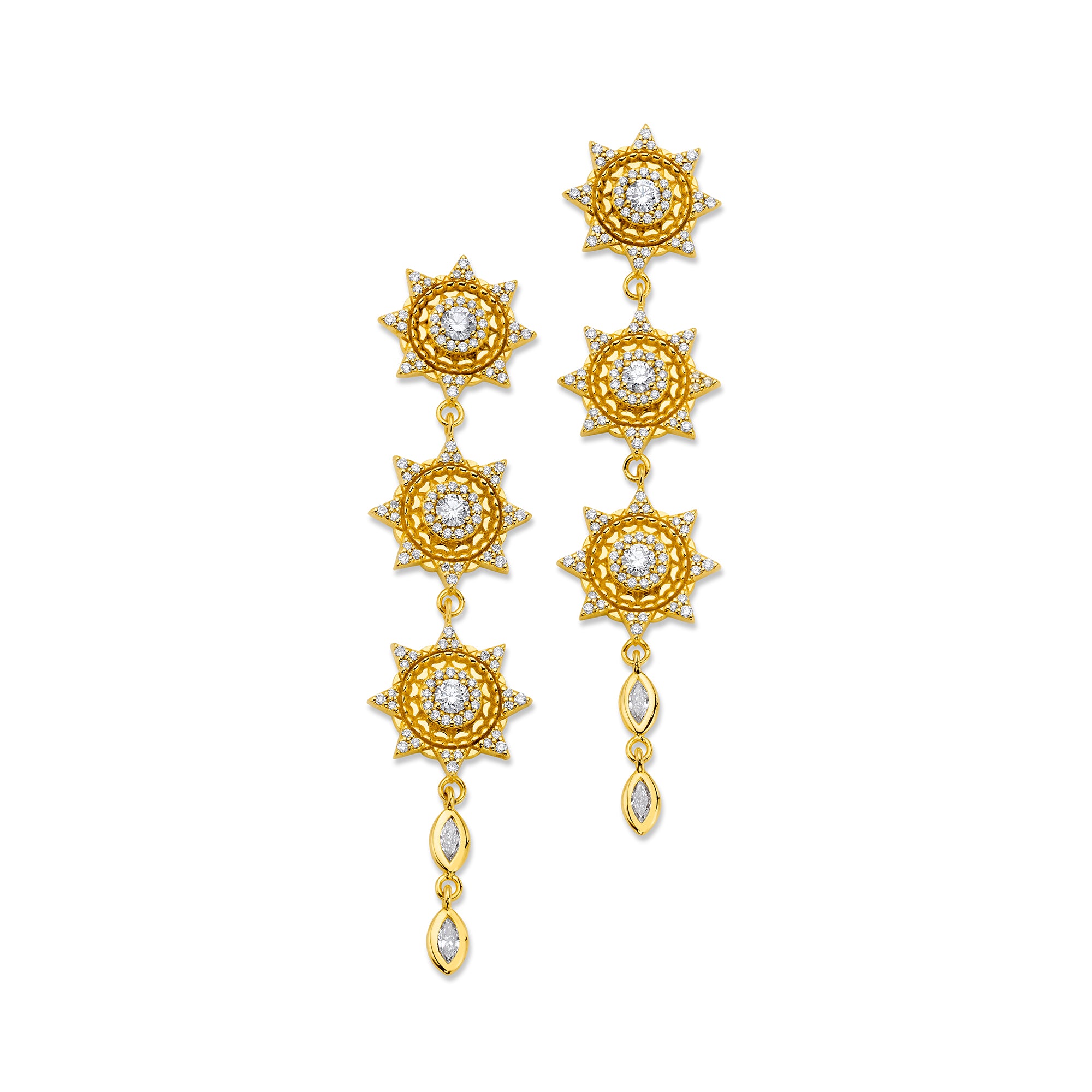 Gold Sun Drop Earrings