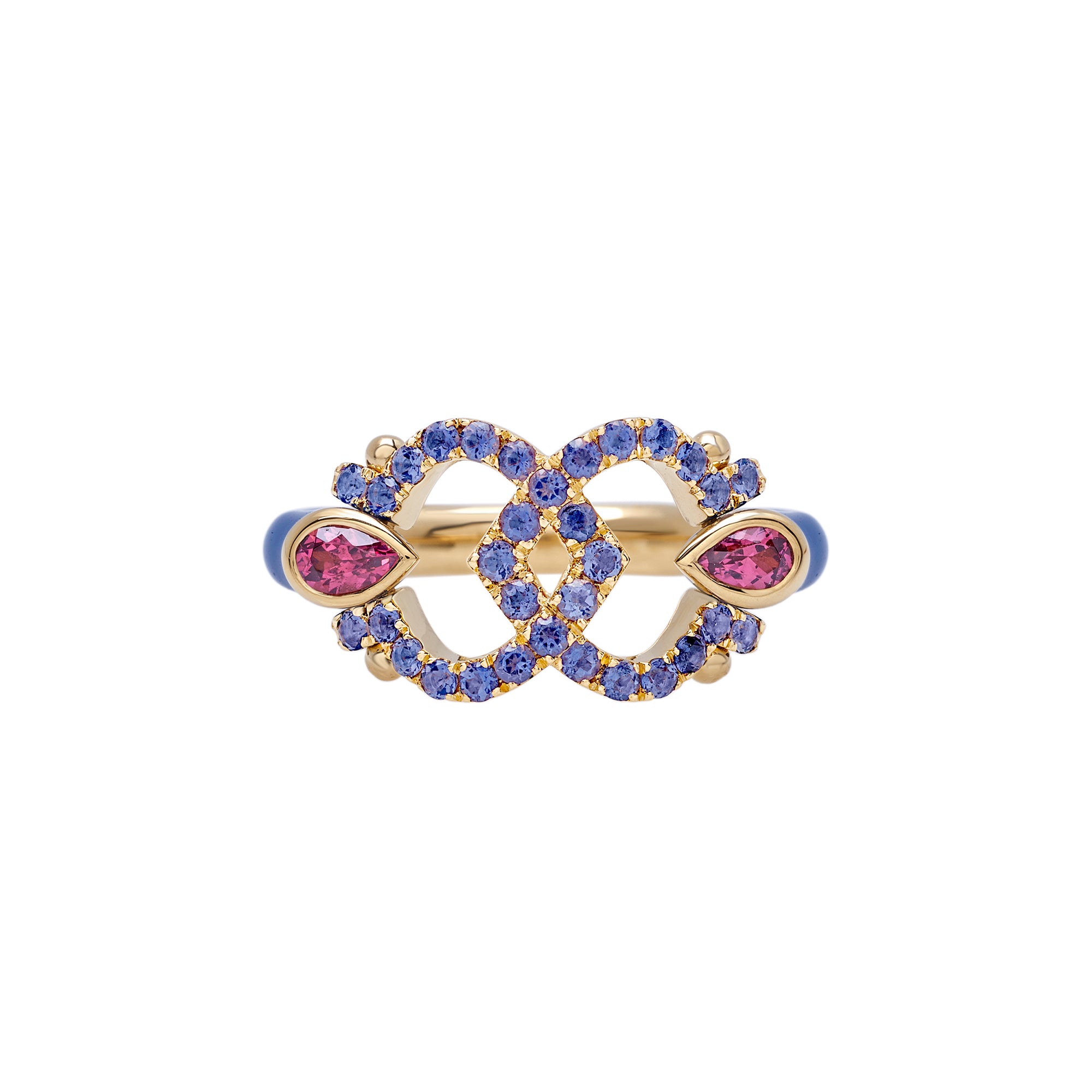 Blue Love Hearts Enamel Ring