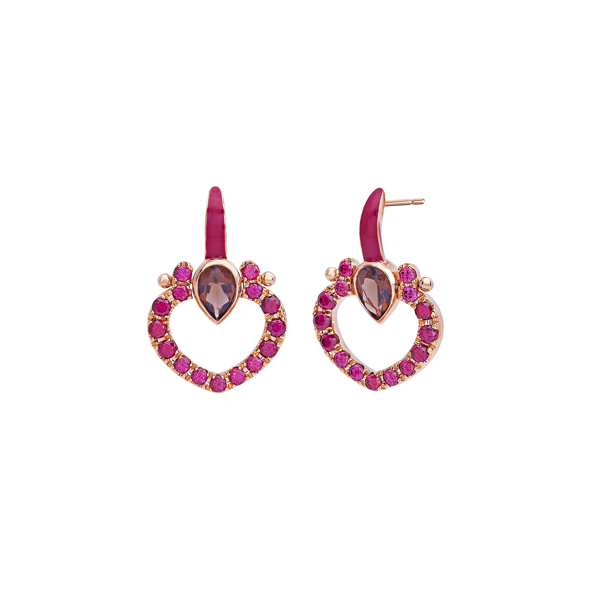 Fuscia Enamel Love Hearts Earrings