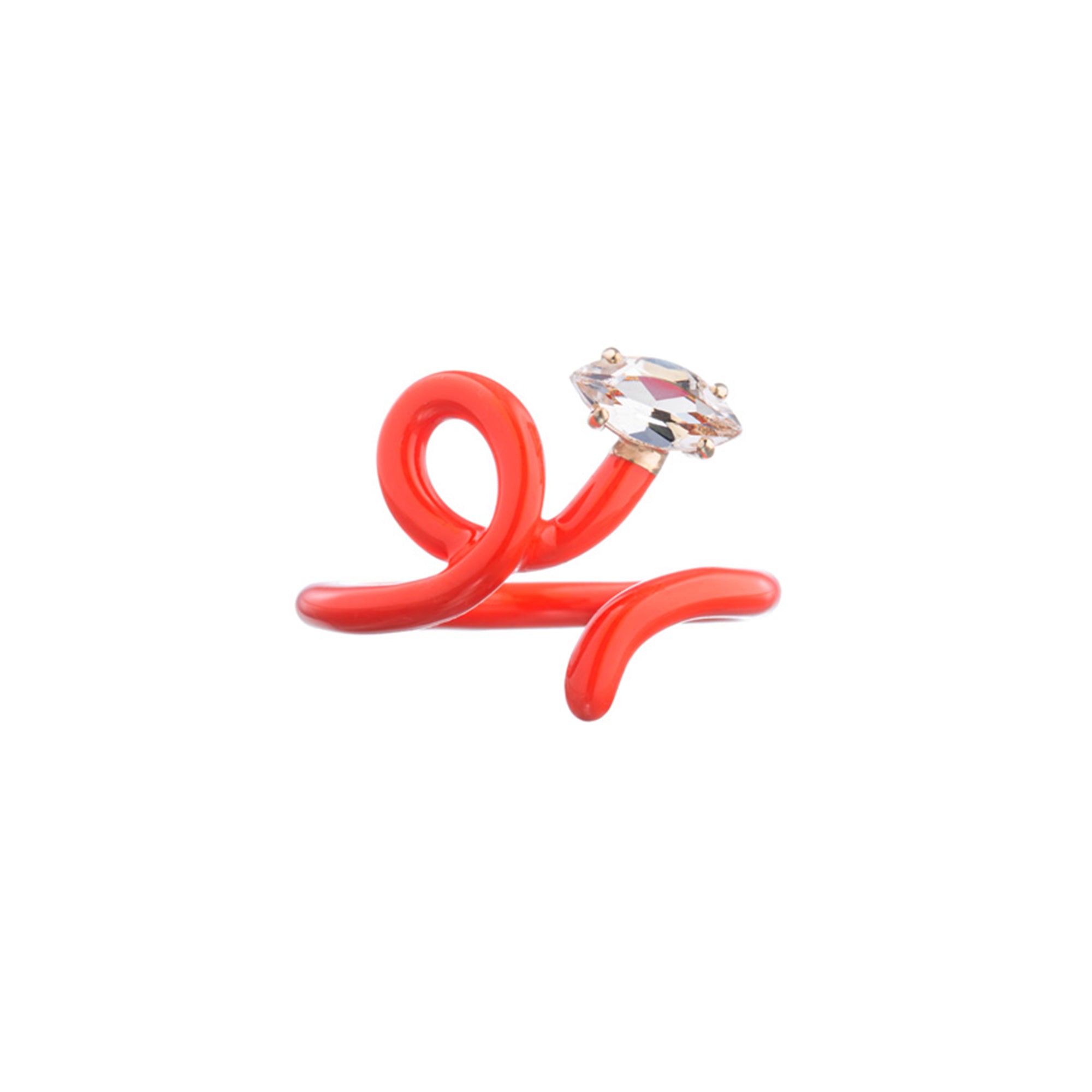 Rock Crystal & Japanese Orange Marquise Baby Tendril Vine Ring