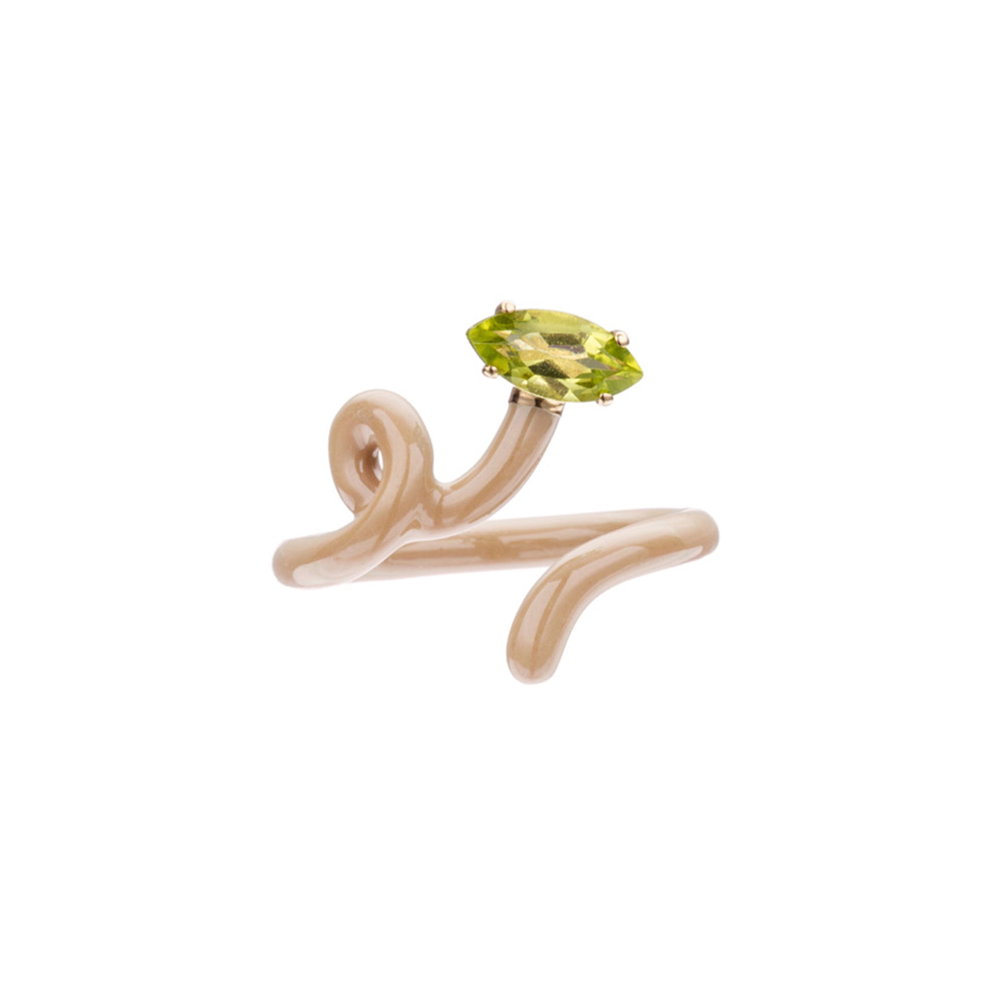 Peridot & Latte Marquise Baby Tendril Vine Ring