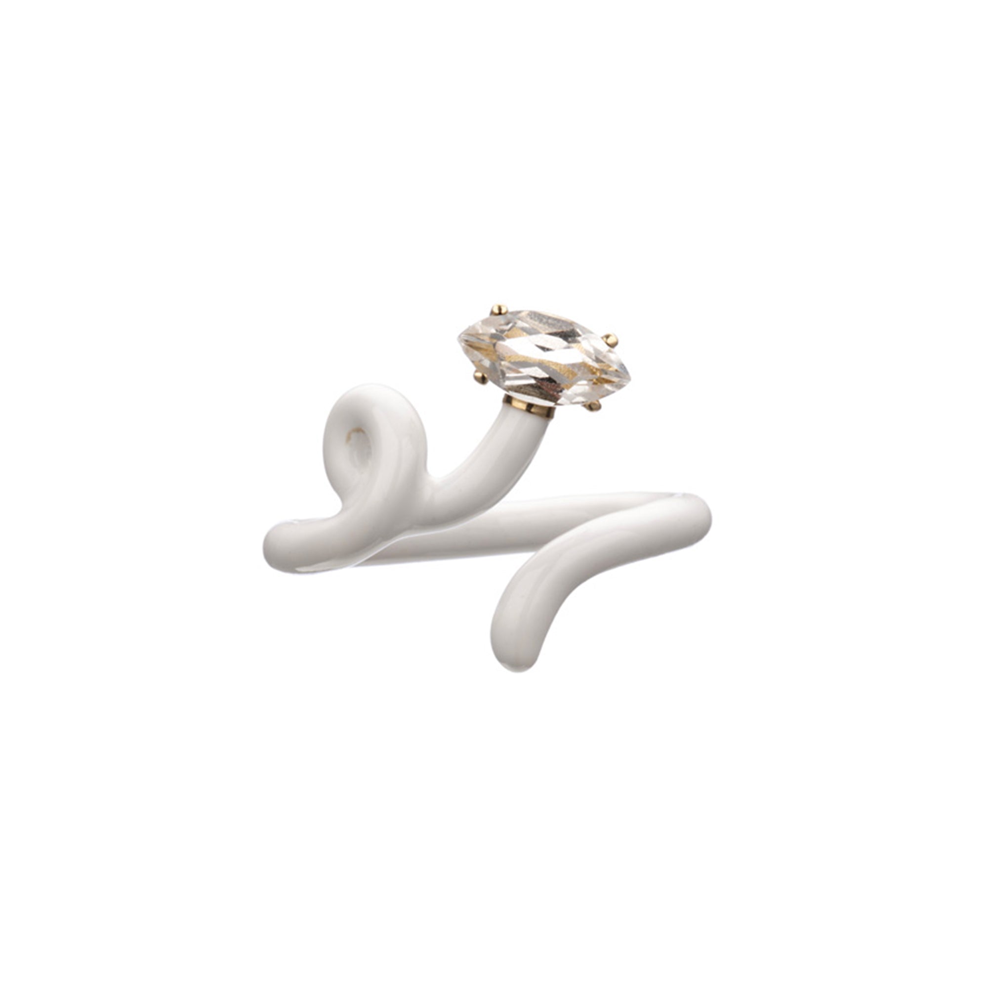 Rock Crystal & White Marquise Baby Tendril Vine Ring