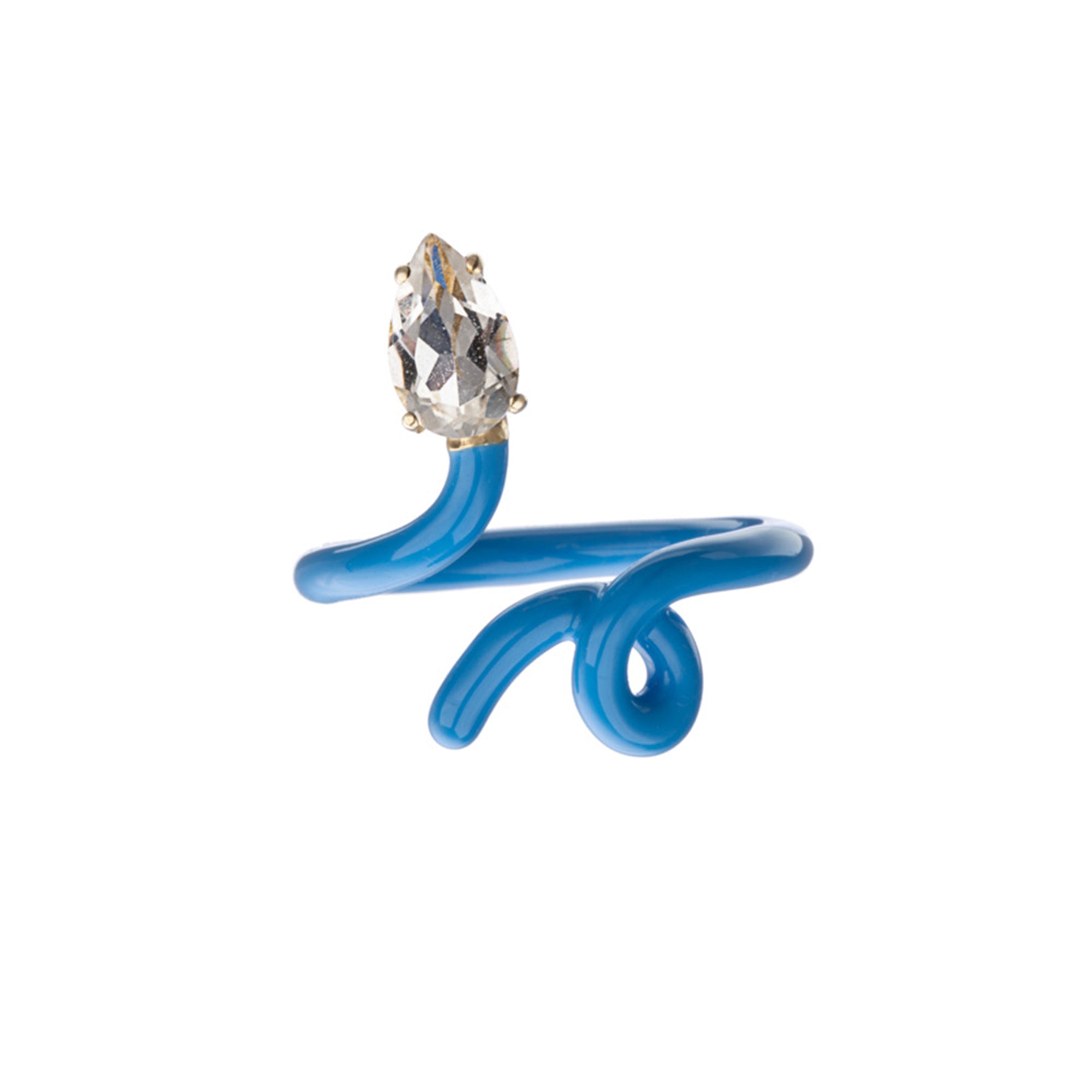 Turquoise Baby Tendril Vine Ring with Rock Crystal