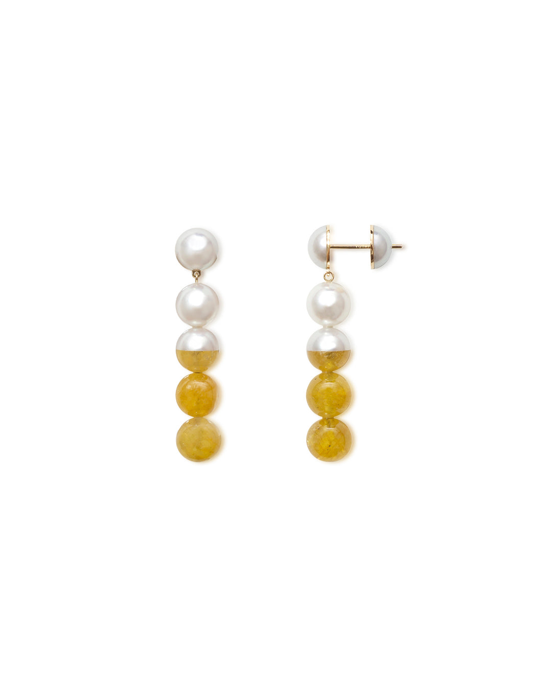 Akoya Pearl and Yellow Sapphire Sectional Earrings
