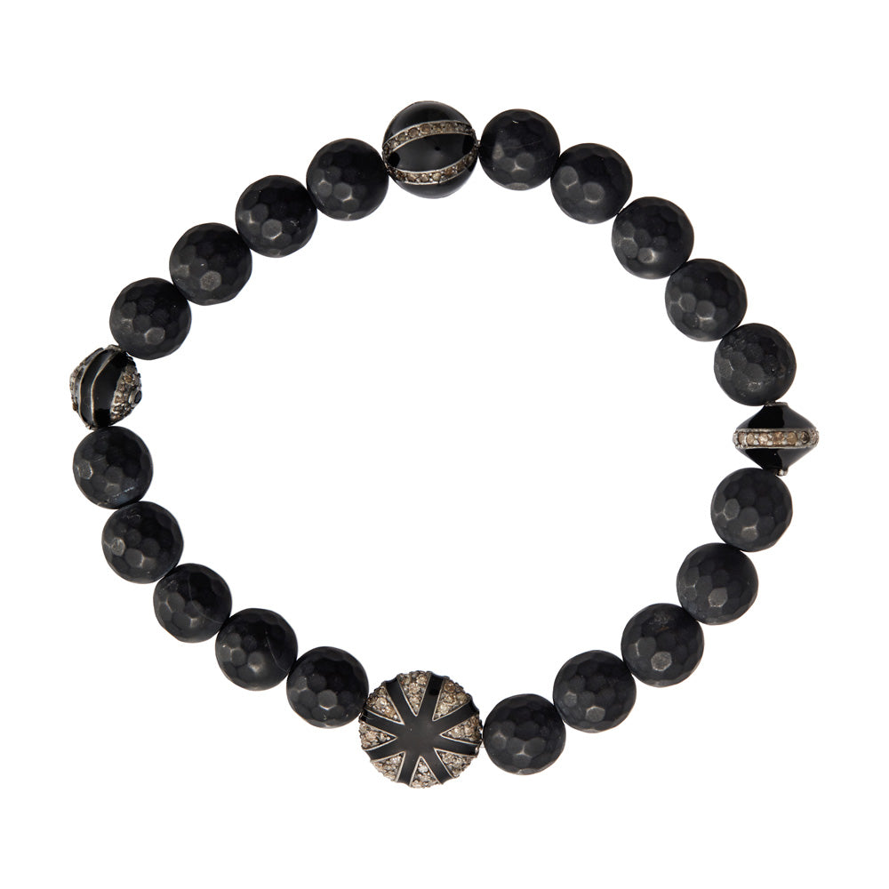 Matte Black Onyx Beaded Bracelet, Style 1