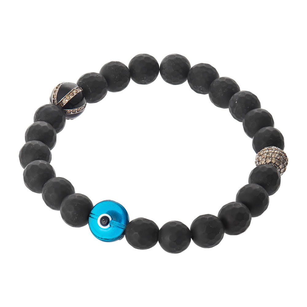 Matte Black Onyx Beaded Bracelet, Style 2