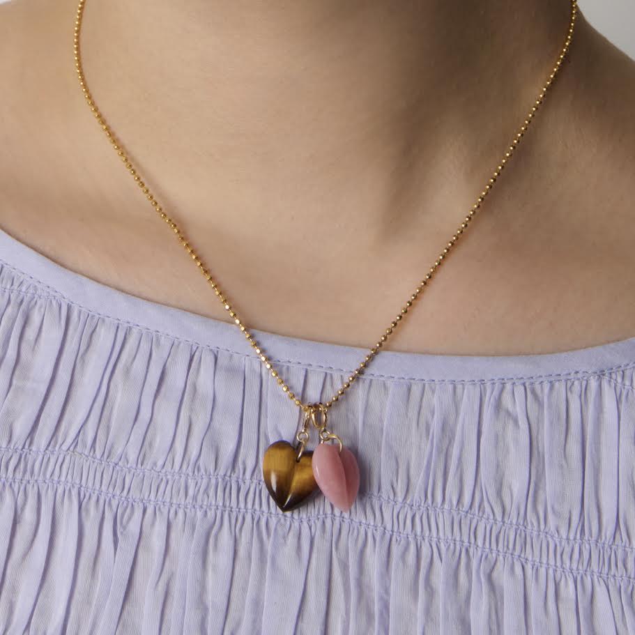 Tiger's Eye Mini Split Heart Charm