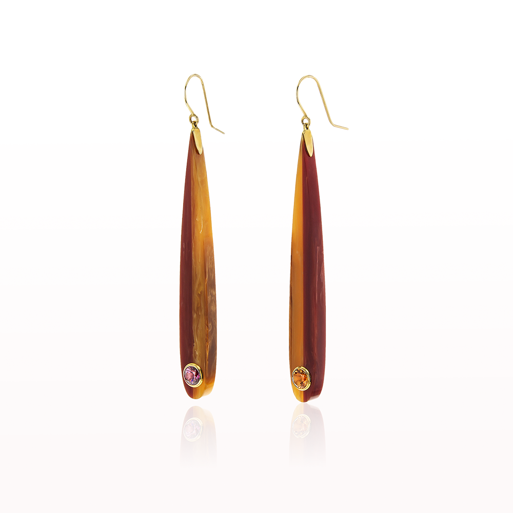 Two Tone Bakelite Drop Earrings