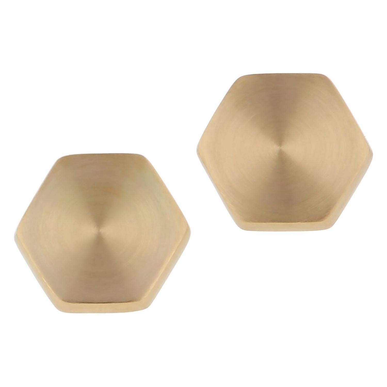 Hexagon Gold Matte Stud Earrings