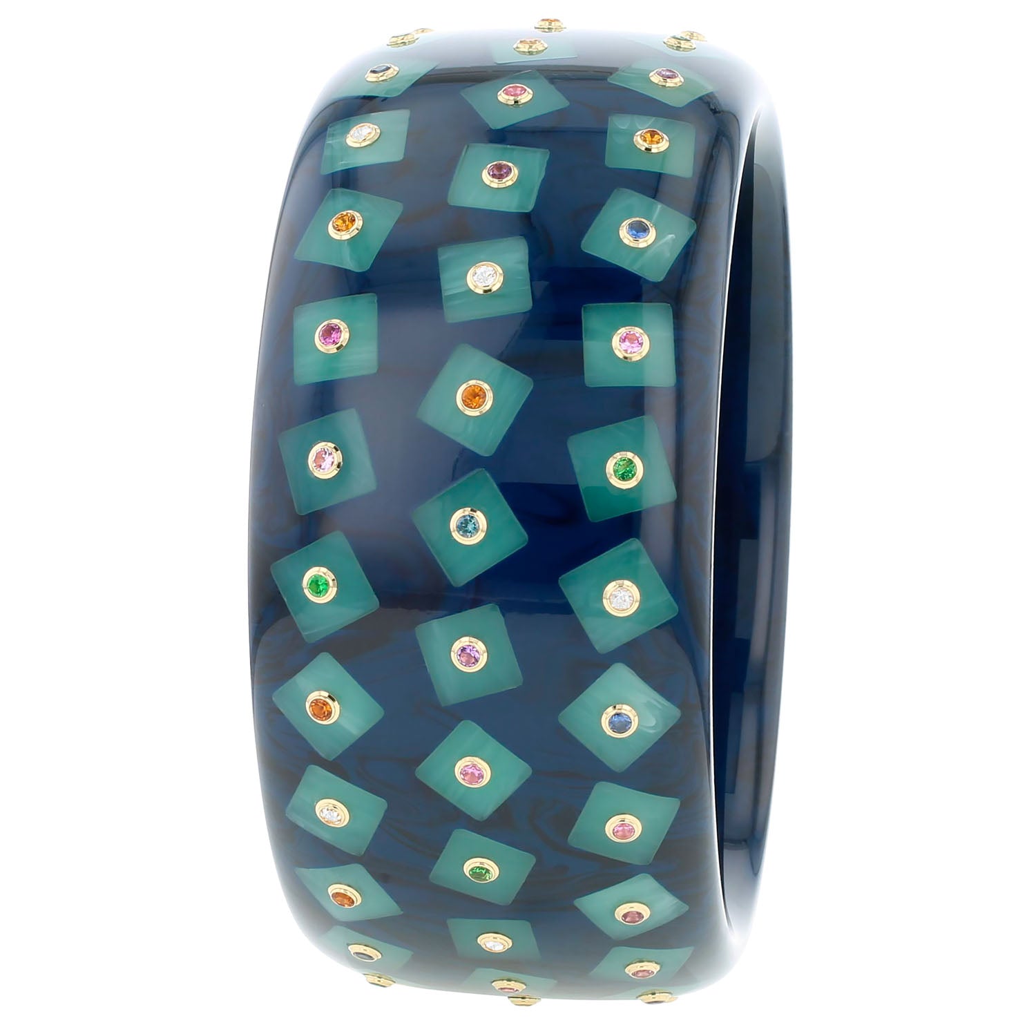 Bakelite Bangle with Mixed Gemstones