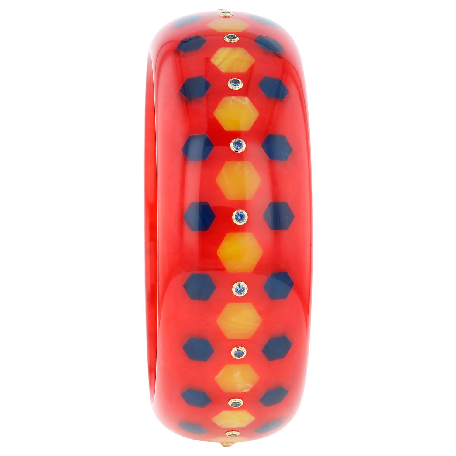 Bakelite Bangle with Blue Sapphires