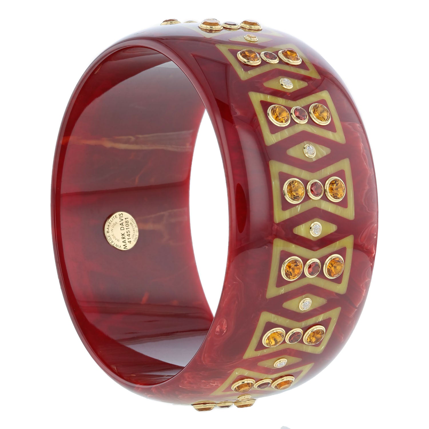 Bakelite Bangle with Citrine, Mozambique Garnet and White Topaz