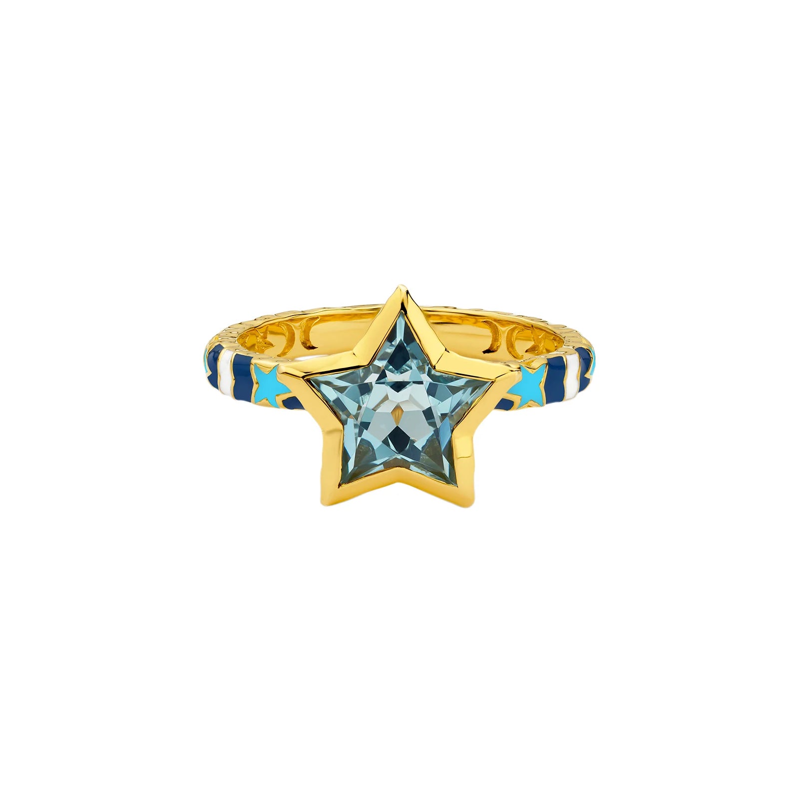 Star-cut Aquamarine Ring in Yellow Gold