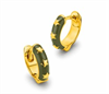 Star Huggie Hoops with Army Green Enamel