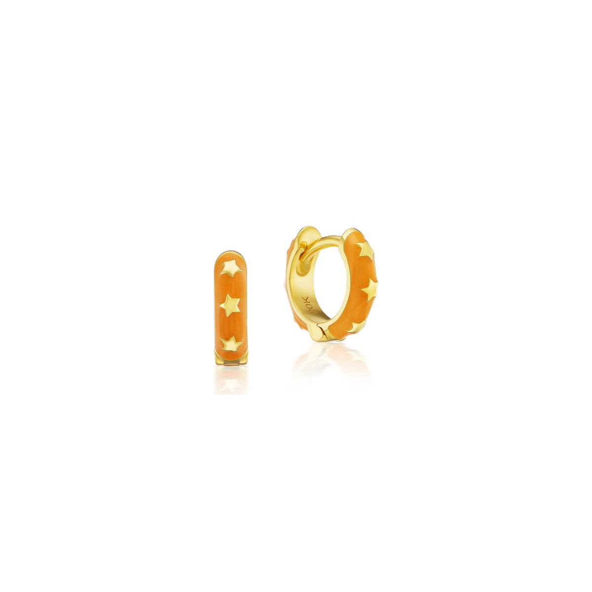 Clementine Enamel and Star Huggie Hoops