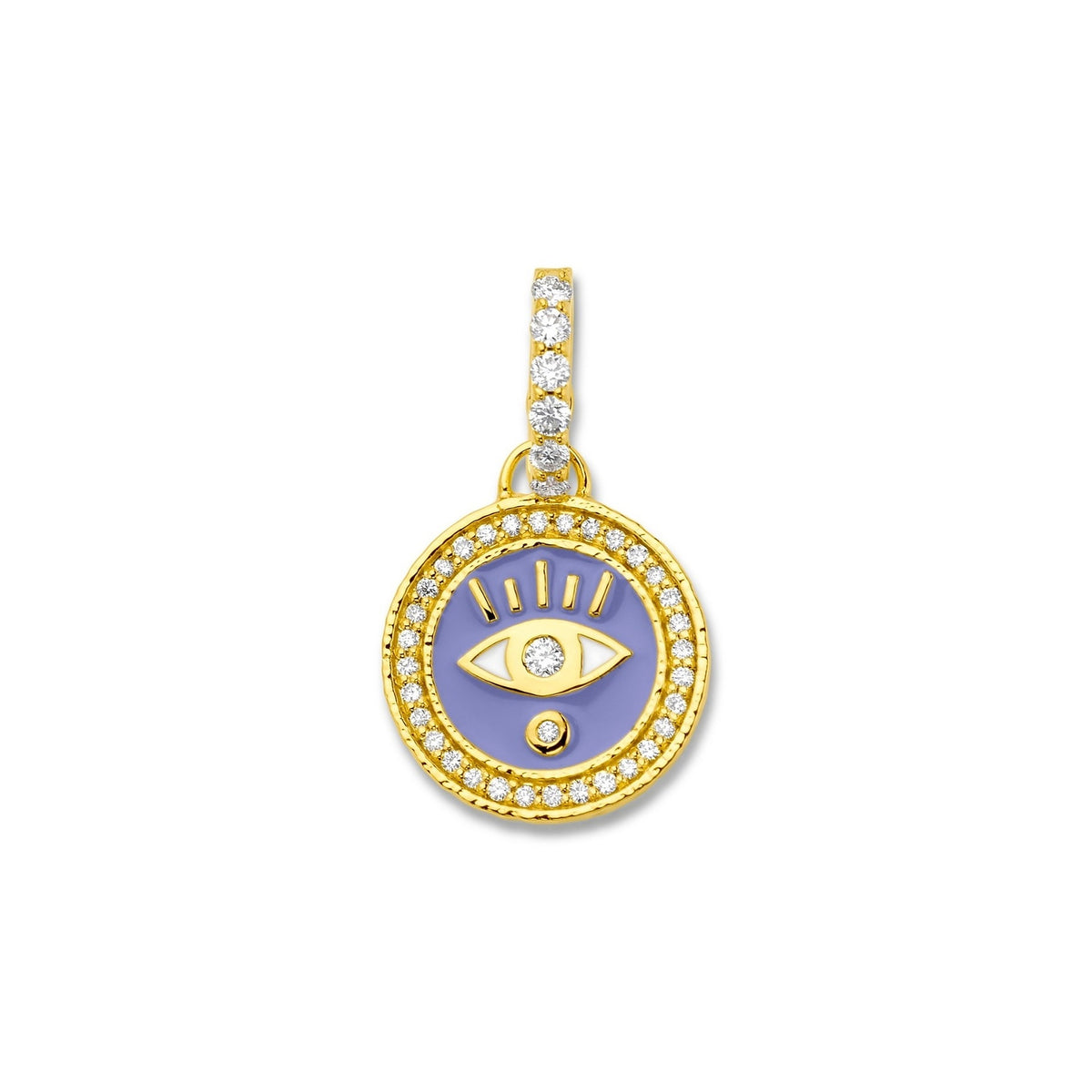 Periwinkle Enamel & Diamond Evil Eye Coin Charm