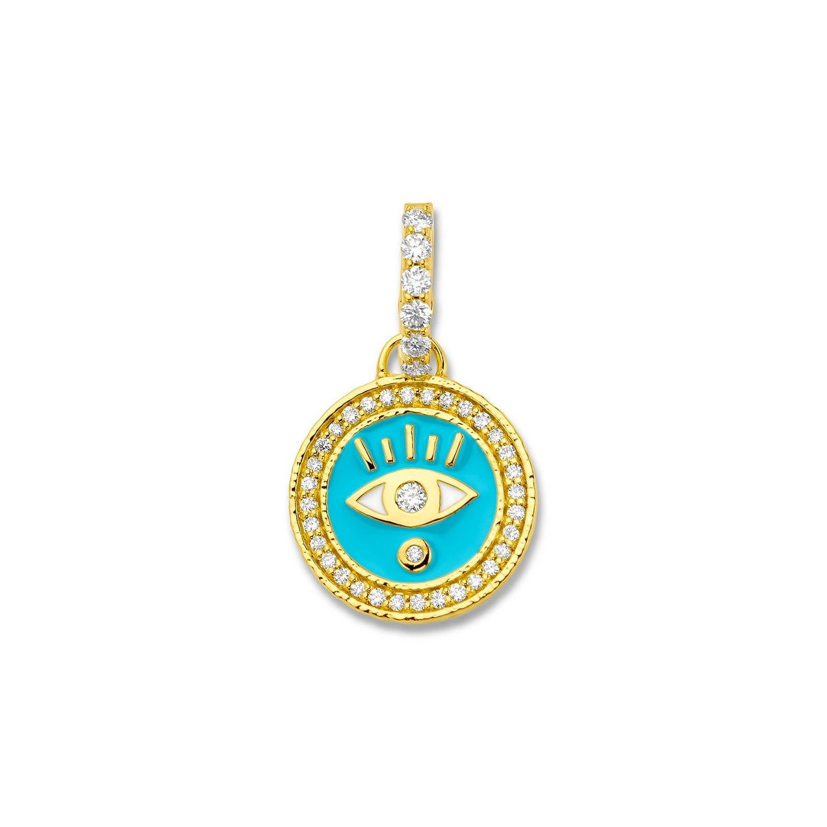 Sky Blue Enamel & Diamond Evil Eye Coin Charm