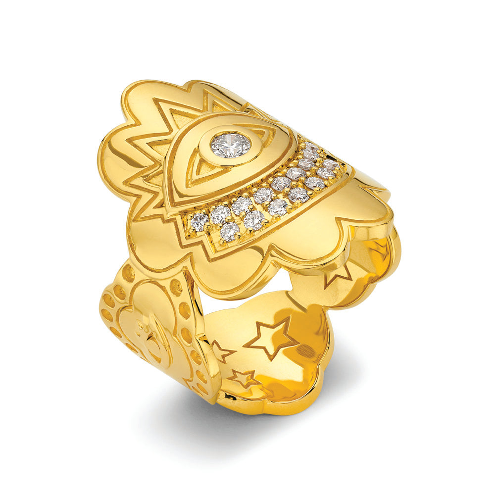 Gold Evil Eye Wrap Ring