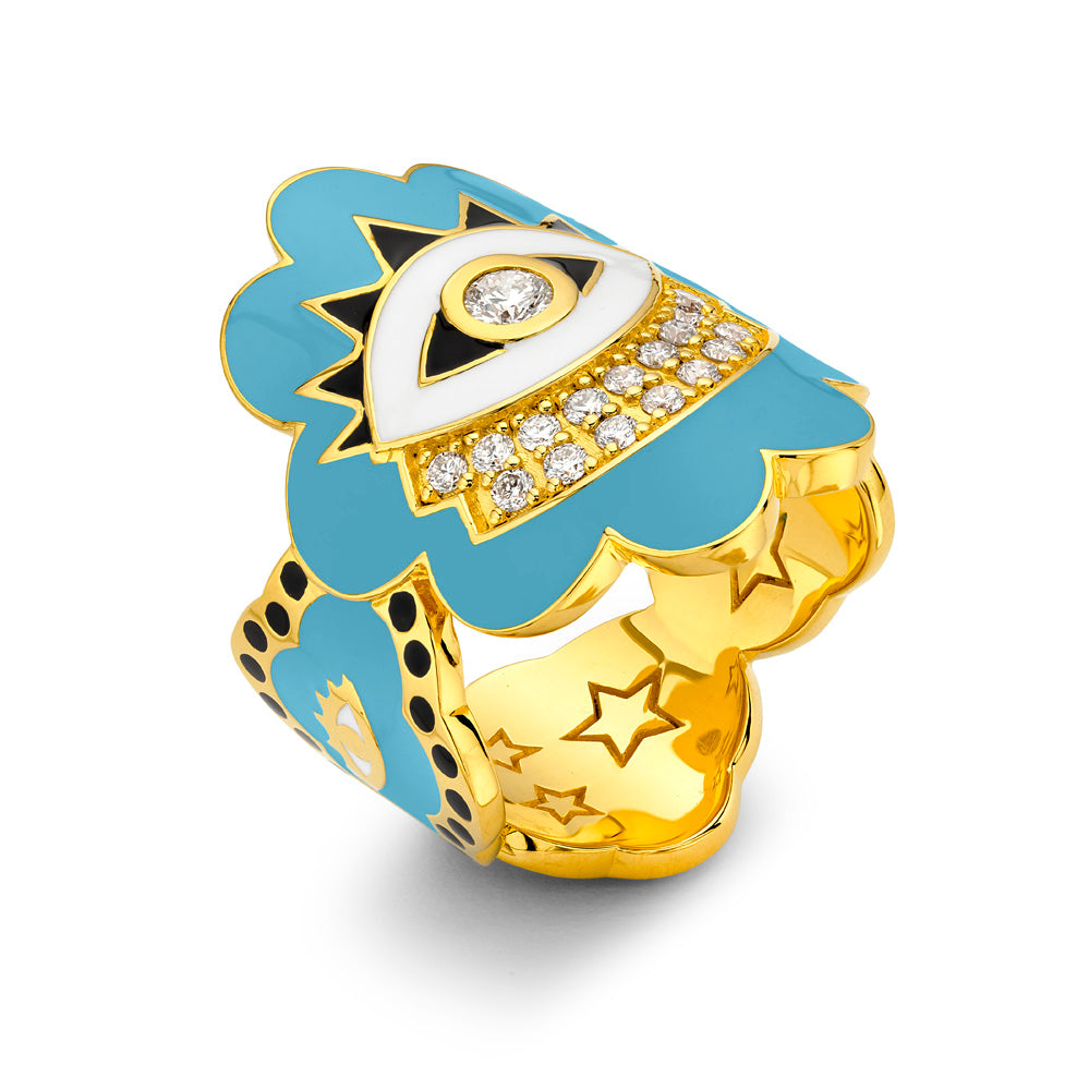 Blue Evil Eye Wrap Ring