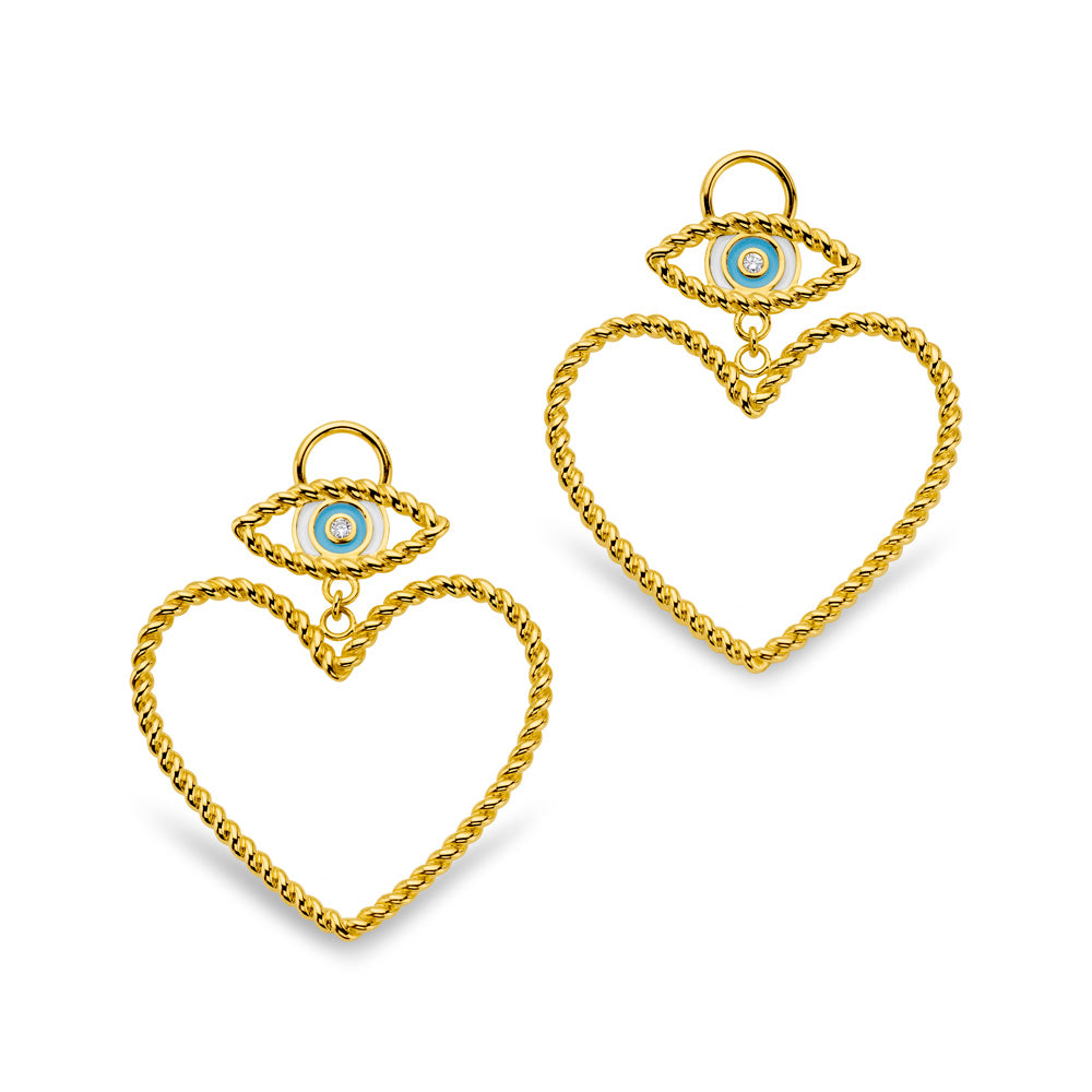 Evil Eye Heart Earrings