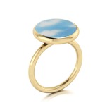 An Anna Maccieri Rossi Dreamy Ring with a blue and white mother-of-pearl stone.