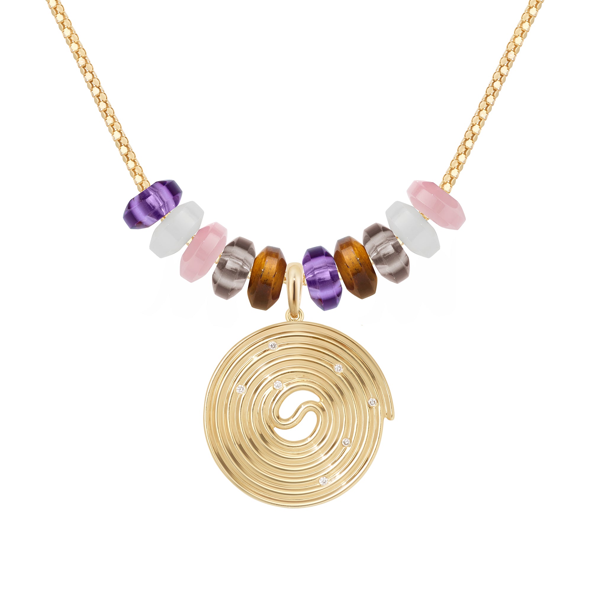 Licorice Necklace with Diamond & Beads