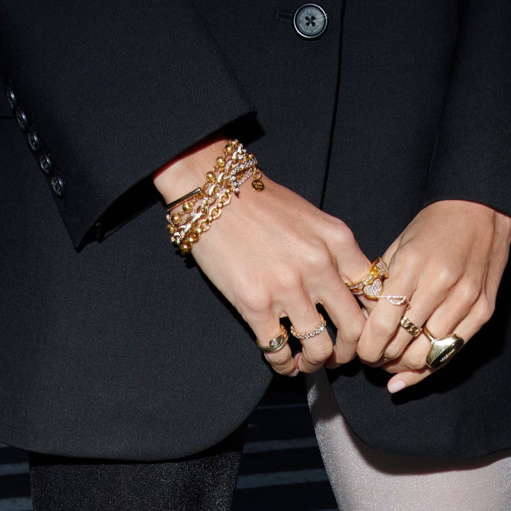 Mandala Ball Bead Bracelet in Yellow Gold