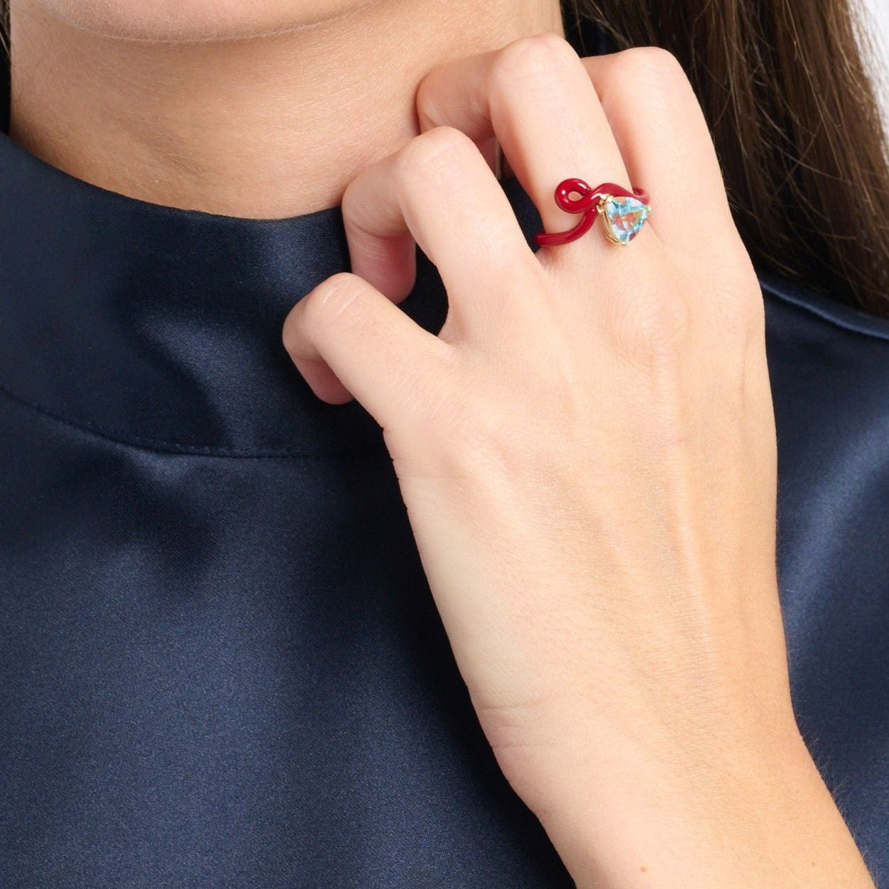 Burgundy Topaz Trillion Ring