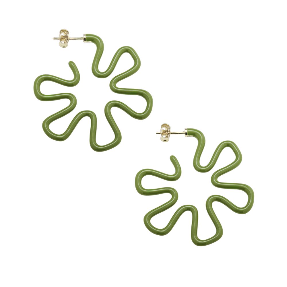 Pistachio Flower Hoop Earrings