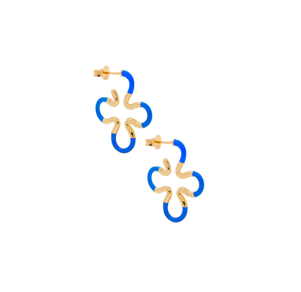Cobalt Flower Drop Earrings