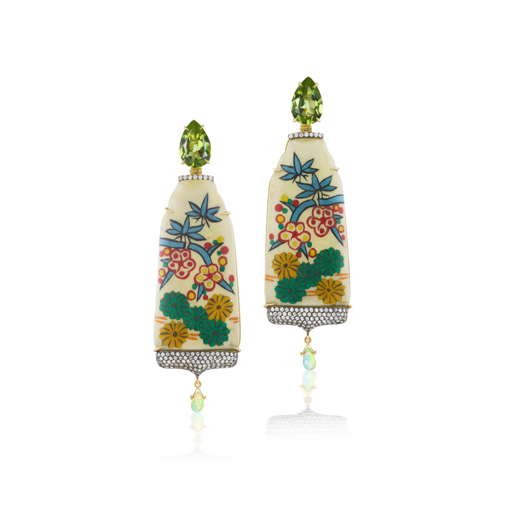 East West Marquetry Drop Earrings