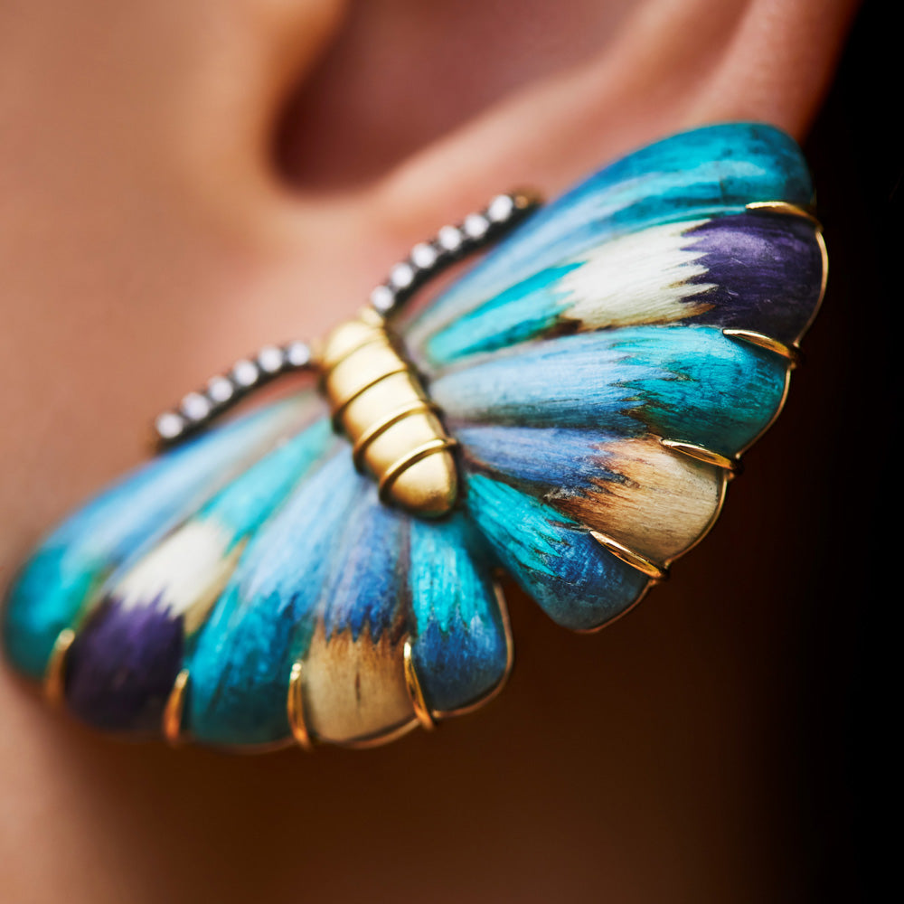 Blue Green Butterfly Earrings