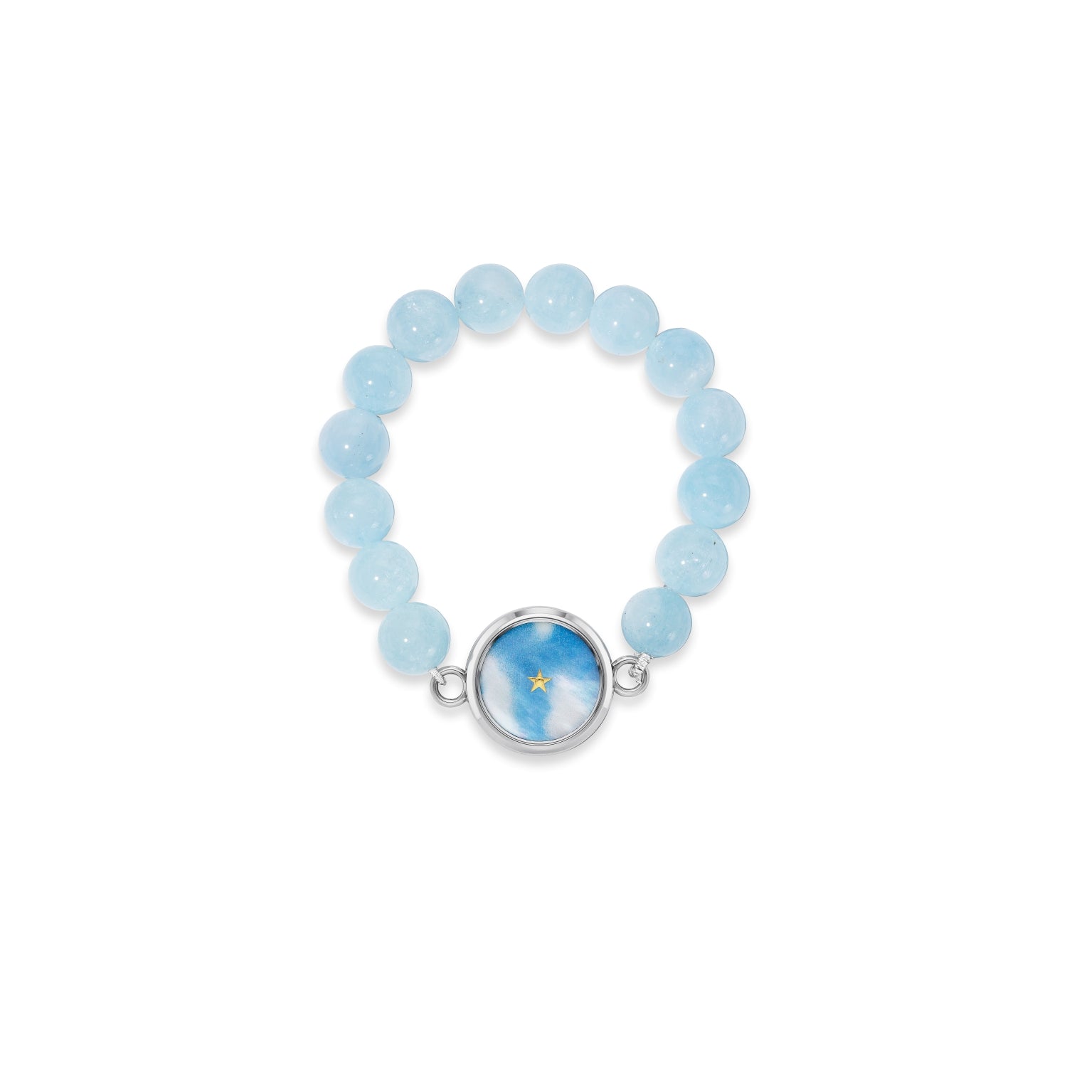 Aquamarine Carpe Diem Beaded Bracelet in Titanium