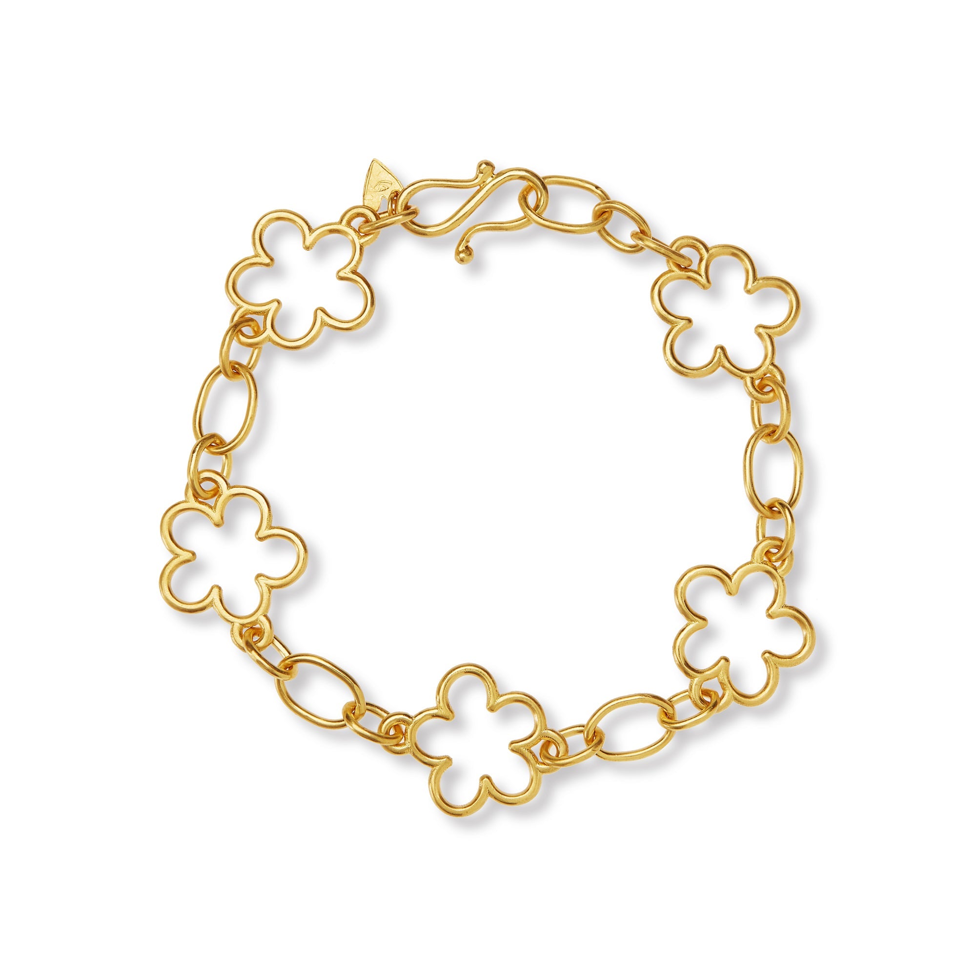 Five Flowers Chain Bracelet in Yellow Gold