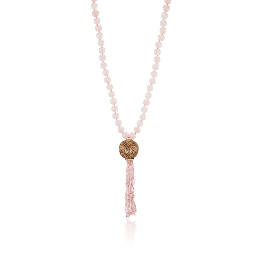 Rose Quartz Silk Road Tassel Necklace