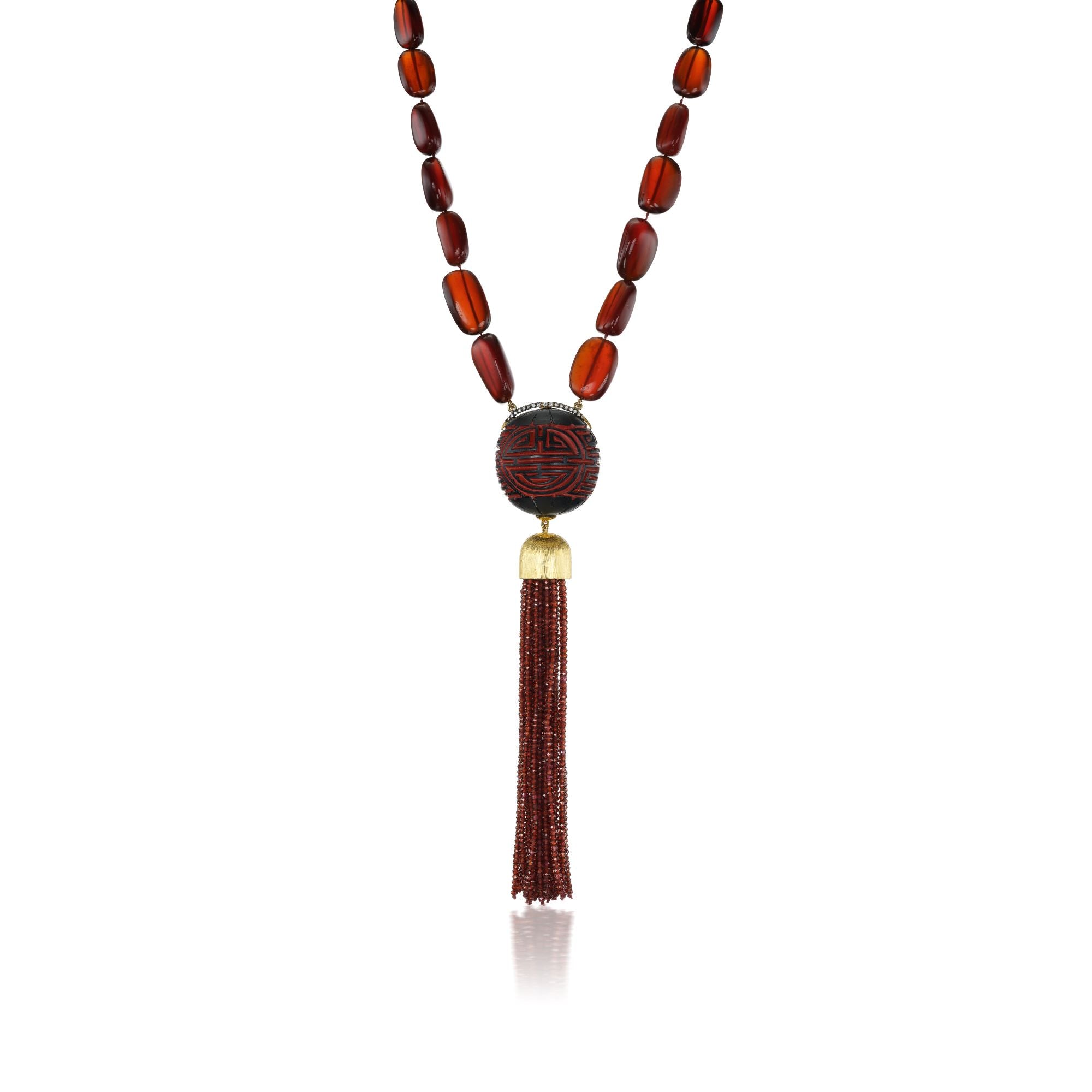 Garnet East West Tassle Necklace