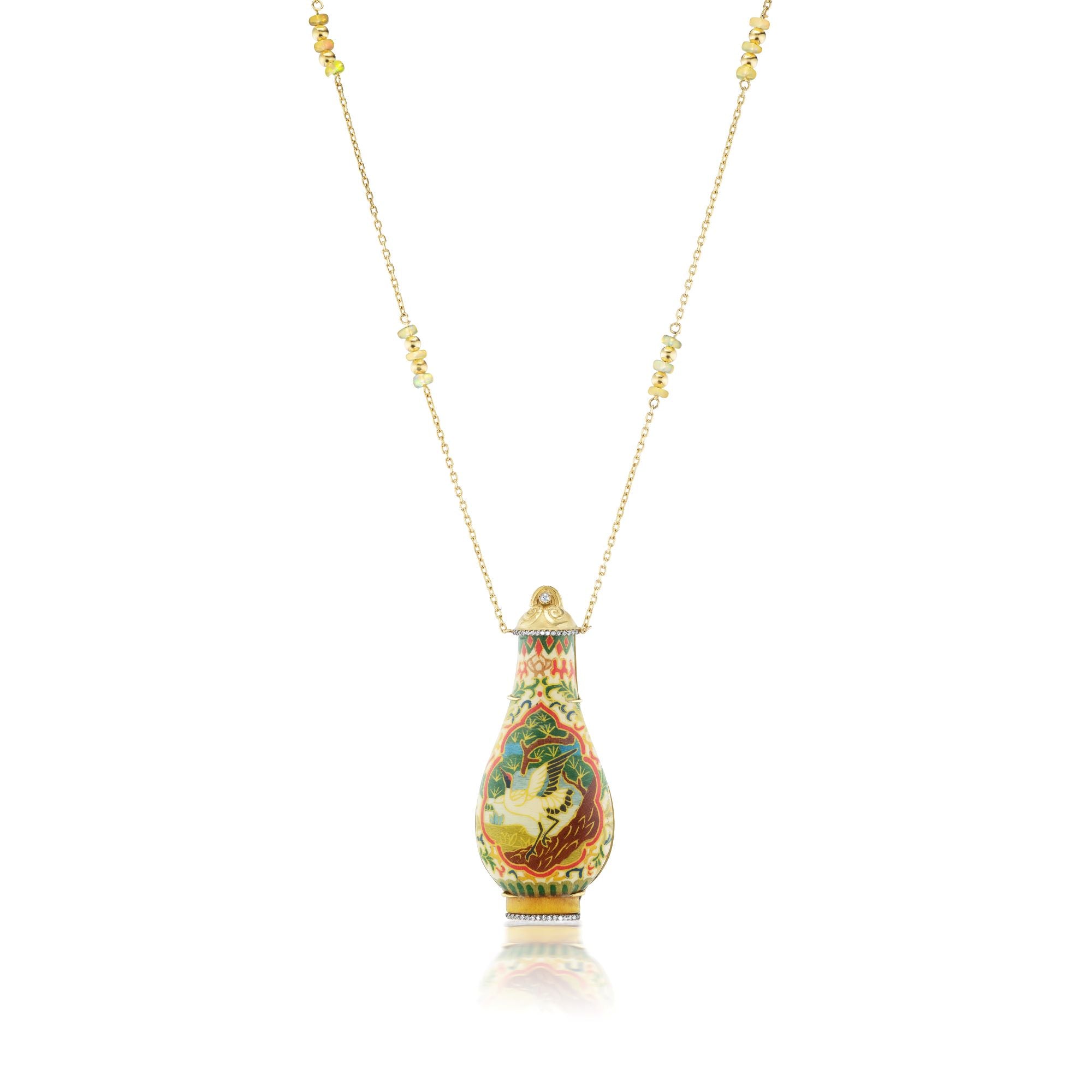 Opal Marquetry Snuff Bottle Necklace