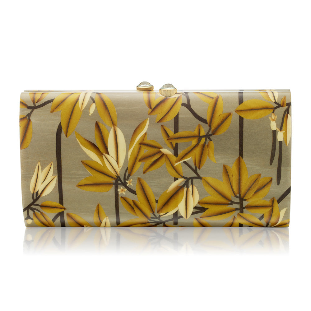 Leaves Marquetry Clutch with Prasiolite