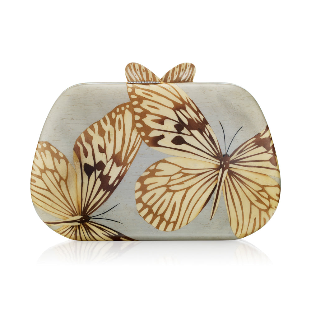 Light Blue Marquetry Butterfly Handbag