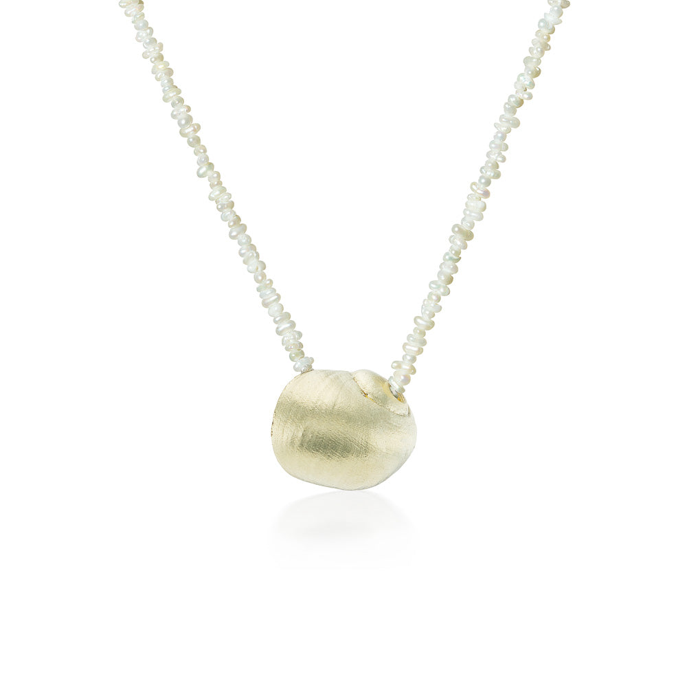 Large Shell Necklace with Seed Pearls