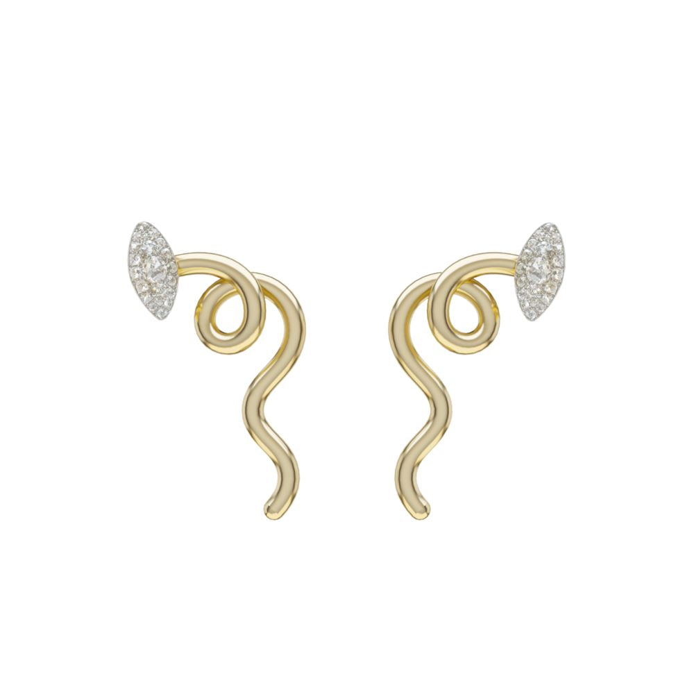 Swirled Vine Marquise Earrings by Bea Bongiasca with diamond pavé.