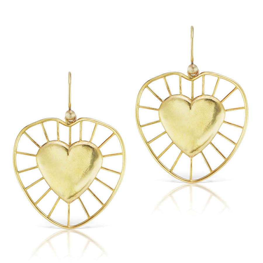 Large Radial Heart Earrings