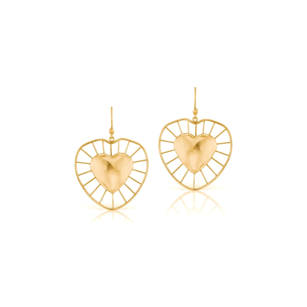 Small Radial Heart Earrings