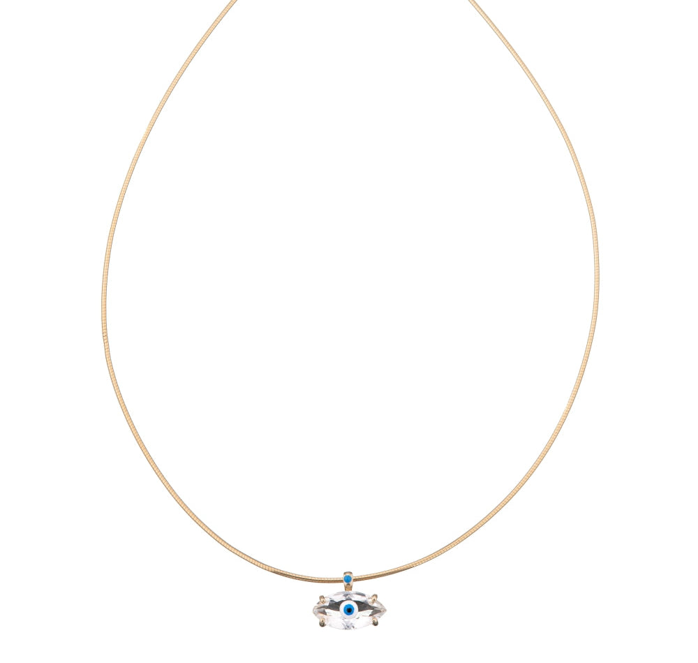 Rock Crystal Fortuneye Necklace in Yellow Gold