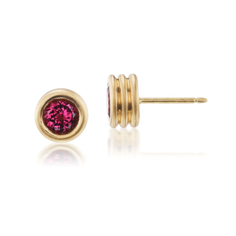 Pink Tourmaline Grotto Stud Earrings