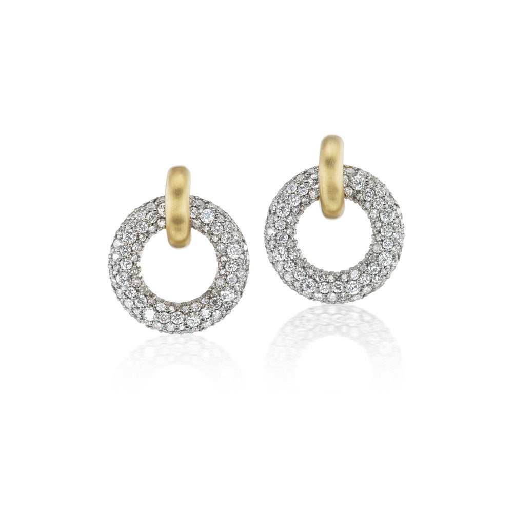 White Diamond Arco Reversible Earrings in Yellow Gold