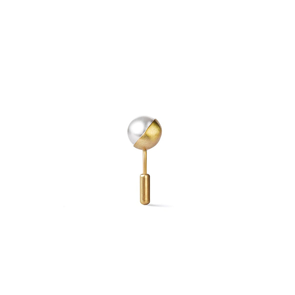 Yellow Gold 45° Half Pearl Stud