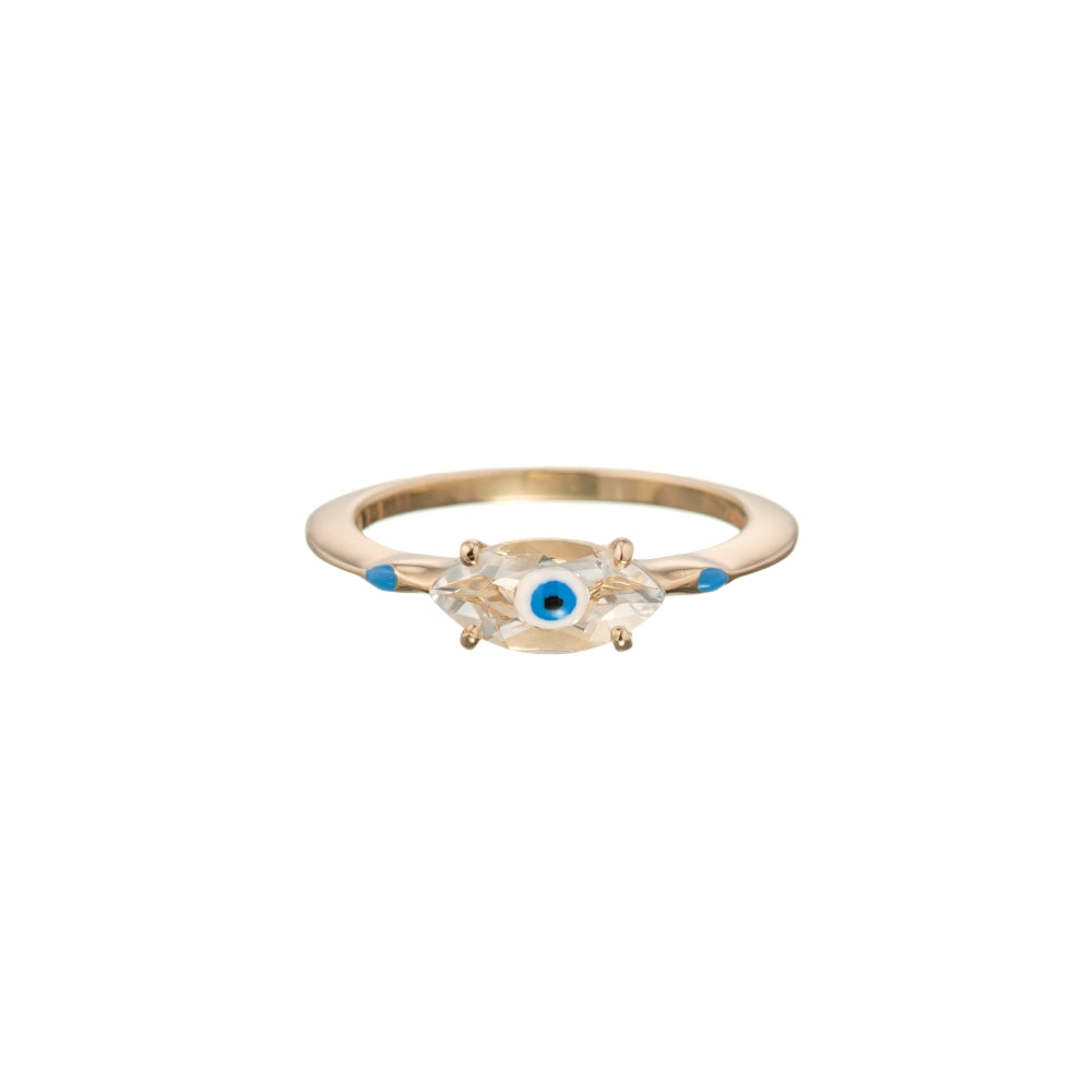 Rock Crystal Fortuneye Ring in Yellow Gold