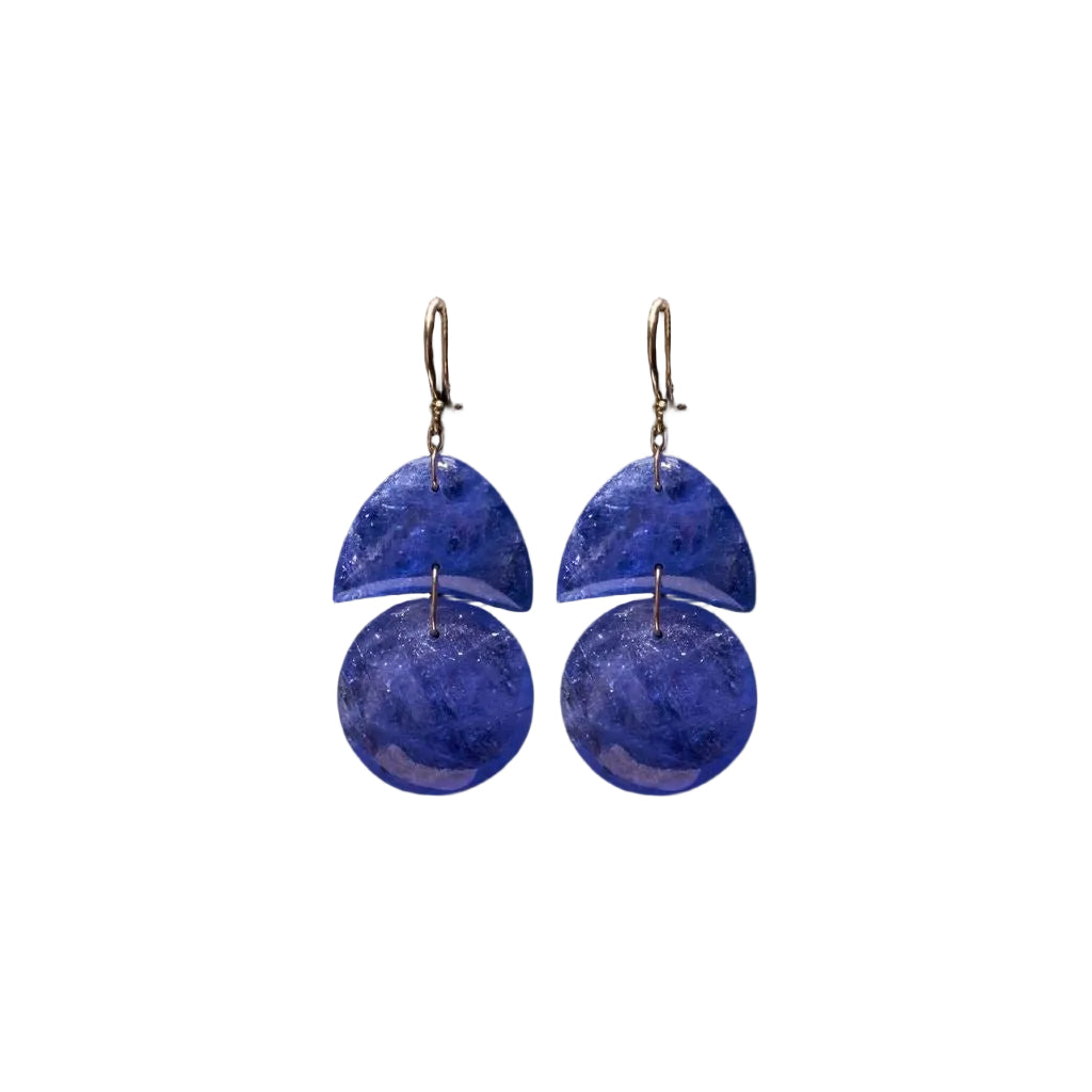 Tanzanite Tiny Arp Earrings in Yellow Gold